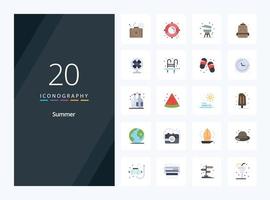 20 Summer Flat Color icon for presentation vector