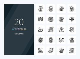 20 Taxi Service Outline icon for presentation vector