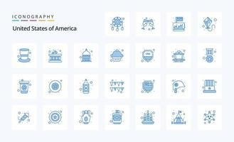 25 Usa Blue icon pack vector