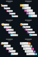 Vector 6 Infographics Pack Presentation slide template 5 Steps cycle diagrams and timelines