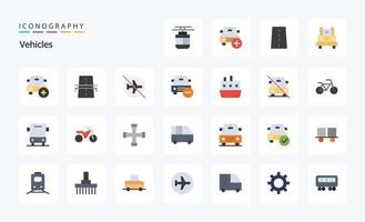 25 Vehicles Flat color icon pack vector