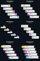 plantilla de diapositiva de presentación del paquete de infografías vectoriales 6 diagramas de ciclo de 5 pasos y líneas de tiempo vector