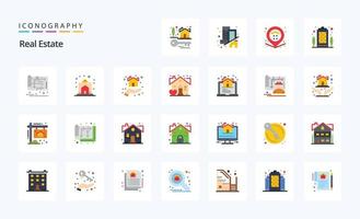 25 Real Estate Flat color icon pack vector