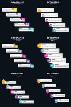 Vector 6 Infographics Pack Presentation slide template 5 Steps cycle diagrams and timelines
