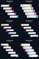 plantilla de diapositiva de presentación del paquete de infografías vectoriales 6 diagramas de ciclo de 5 pasos y líneas de tiempo vector