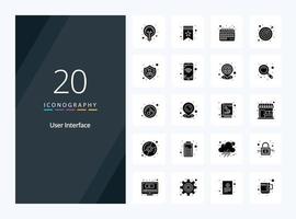 20 User Interface Solid Glyph icon for presentation vector