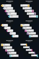 plantilla de diapositiva de presentación del paquete de infografías vectoriales 6 diagramas de ciclo de 5 pasos y líneas de tiempo vector