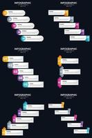 plantilla de diapositiva de presentación del paquete de infografías vectoriales 6 diagramas de ciclo de 5 pasos y líneas de tiempo vector