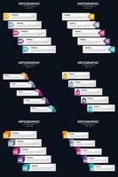 plantilla de diapositiva de presentación del paquete de infografías vectoriales 6 diagramas de ciclo de 5 pasos y líneas de tiempo vector