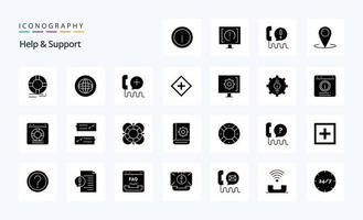 25 Help And Support Solid Glyph icon pack vector