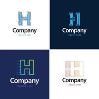 letra h diseño de paquete de logotipos grandes diseño de logotipos modernos y creativos para su negocio vector