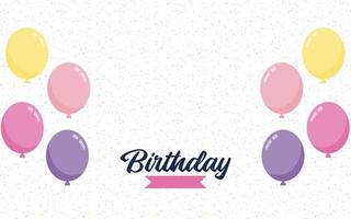 banner de texto de letras de feliz cumpleaños con fondo de globo vector