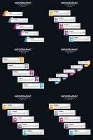 plantilla de diapositiva de presentación del paquete de infografías vectoriales 6 diagramas de ciclo de 5 pasos y líneas de tiempo vector