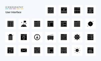 25 User Interface Solid Glyph icon pack vector