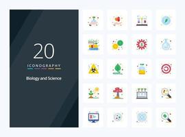 20 Biology Flat Color icon for presentation vector