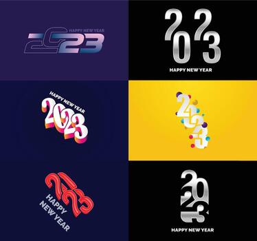 Big Set of 2023 Happy New Year logo text design 2023 number design template vector