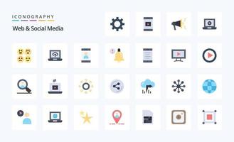 25 Web And Social Media Flat color icon pack vector