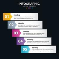 Diagrama de infografía de 5 opciones Informe anual Diseño web Concepto de negocio Pasos o procesos vector