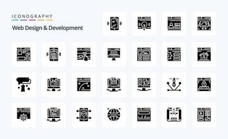 25 Web Design And Development Solid Glyph icon pack vector