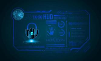 fondo de pantalla de tecnología hud moderna con candado vector