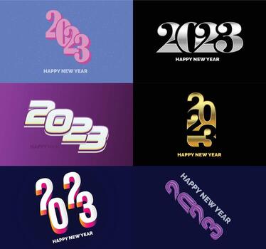 Big Set of 2023 Happy New Year logo text design 2023 number design template vector