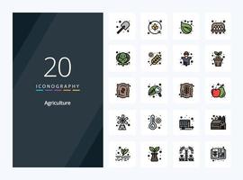 20 Agriculture line Filled icon for presentation vector