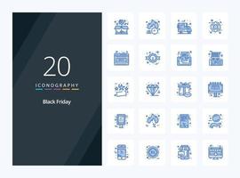 20 Black Friday Blue Color icon for presentation vector