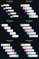 plantilla de diapositiva de presentación del paquete de infografías vectoriales 6 diagramas de ciclo de 5 pasos y líneas de tiempo vector