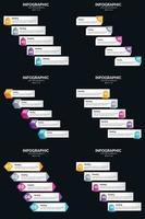 Vector 6 Infographics Pack Presentation slide template 5 Steps cycle diagrams and timelines