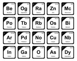 diseño de paquete de iconos de 20 tablas preiodicas de los elementos vector