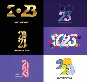 Big Set of 2023 Happy New Year logo text design 2023 number design template vector