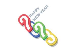 3D Happy new year 2023 logo design vector