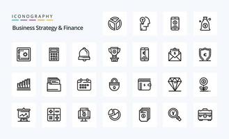 25 paquete de iconos de línea de finanzas y estrategia empresarial vector