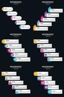 Vector 6 Infographics Pack Presentation slide template 5 Steps cycle diagrams and timelines