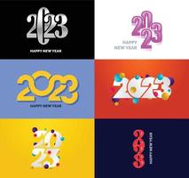 Big Collection of 2023 Happy New Year symbols Cover of business diary for 2023 with wishes vector