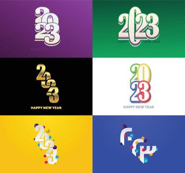 Big Set of 2023 Happy New Year logo text design 2023 number design template vector