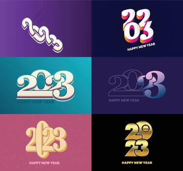 Big Set of 2023 Happy New Year logo text design 2023 number design template vector