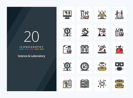 20 icono lleno de línea científica para presentación vector