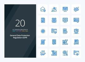 20 Gdpr Blue Color icon for presentation vector