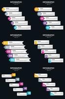 Vector 6 Infographics Pack Presentation slide template 5 Steps cycle diagrams and timelines