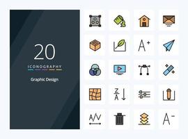 20 Design line Filled icon for presentation vector