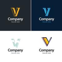 letra v diseño de paquete de logotipos grandes diseño de logotipos modernos y creativos para su negocio vector