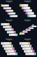 plantilla de diapositiva de presentación del paquete de infografías vectoriales 6 diagramas de ciclo de 5 pasos y líneas de tiempo vector