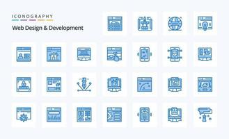 25 Web Design And Development Blue icon pack vector
