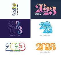 Big Collection of 2023 Happy New Year symbols Cover of business diary for 2023 with wishes vector