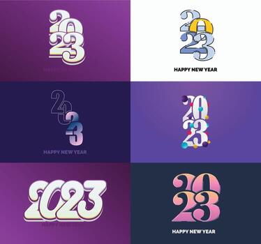 Big Set of 2023 Happy New Year logo text design 2023 number design template vector