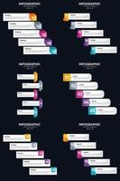 plantilla de diapositiva de presentación del paquete de infografías vectoriales 6 diagramas de ciclo de 5 pasos y líneas de tiempo vector