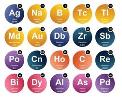 20 Preiodic table of the elements Icon Pack Design vector