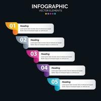 El vector de diseño de infografías de 5 pasos y el marketing se pueden utilizar para el diseño del flujo de trabajo