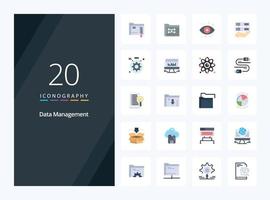 20 Data Management Flat Color icon for presentation vector